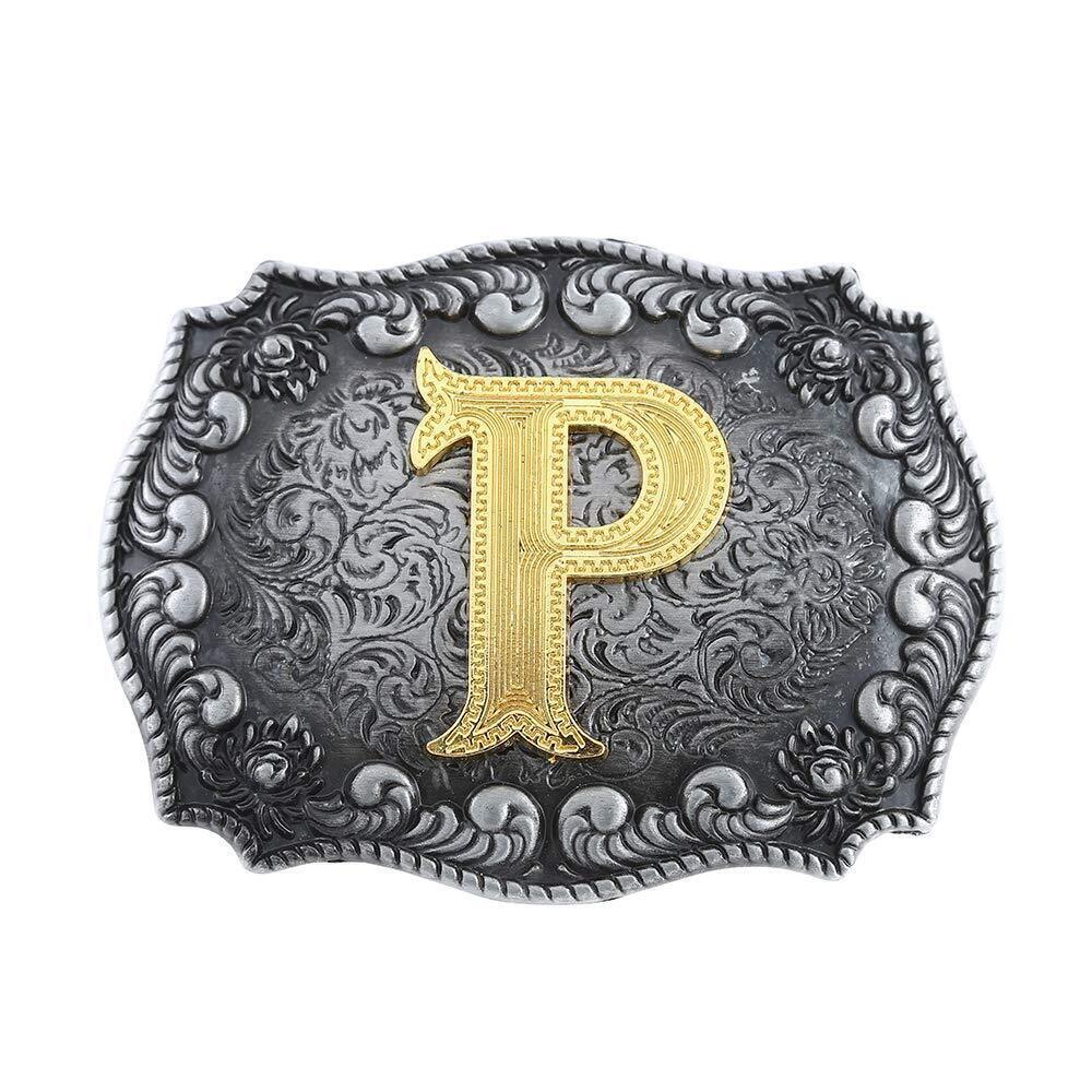 4122 Initial Belt Buckle Western Cowboy Handmade Metal Belt Buckle Small P